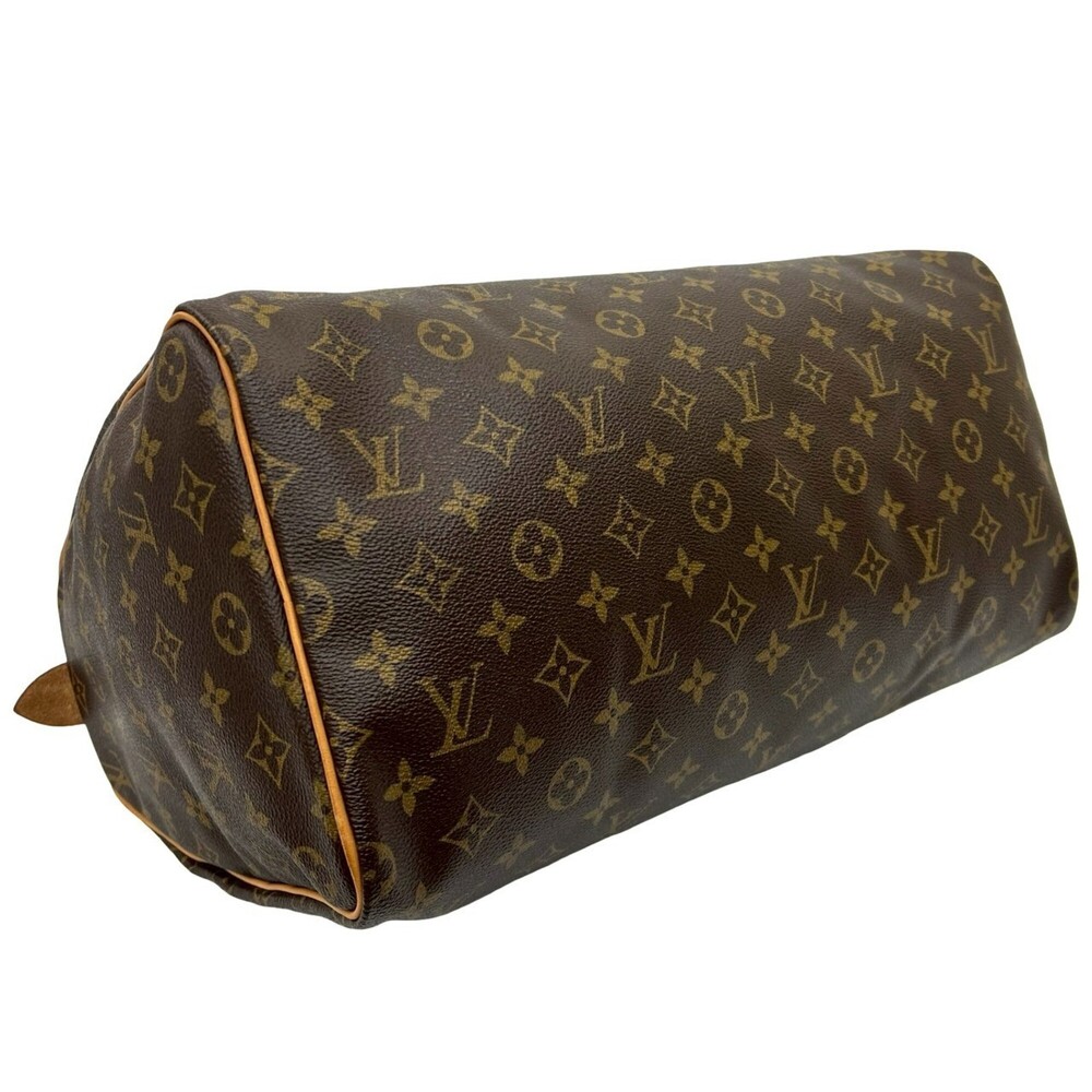 LOUIS VUITTON Authentic Brown Monogram Leather Speedy 40 Boston Bag - Picture 7 of 9